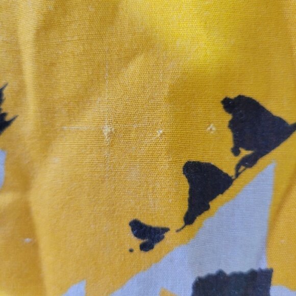 Vintage retro abstract midi dress yellow cotton linen blend size 36 small medium - Picture 10 of 12